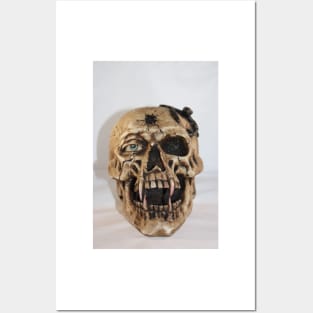 Skull with Bullet Hole and  Scorpion shot closeup Posters and Art